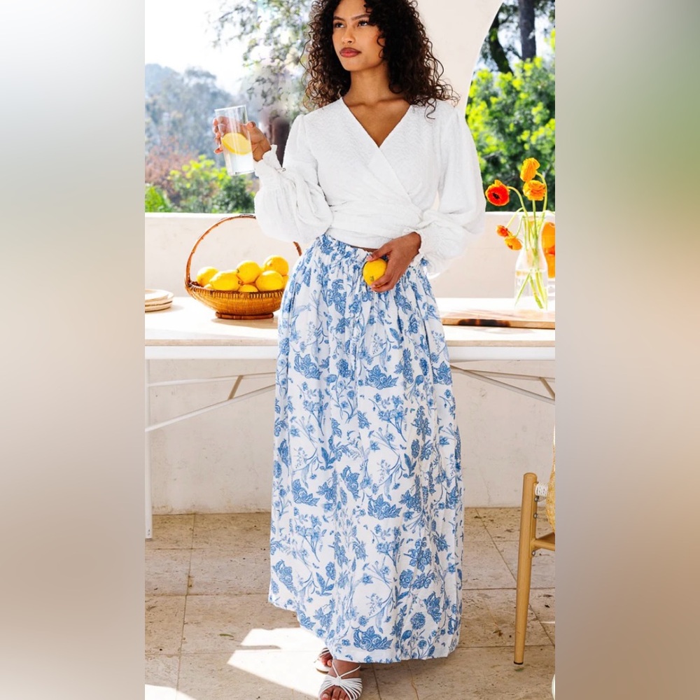 Ivy City Co Indigo Bohemian style maxi skirt